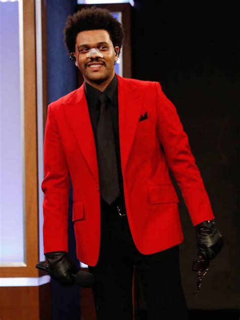 The Weeknd red suit outfit